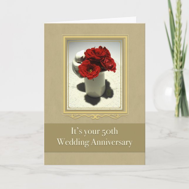 Carte de 50e anniversaire de mariage Kitty & Tea R (Devant)
