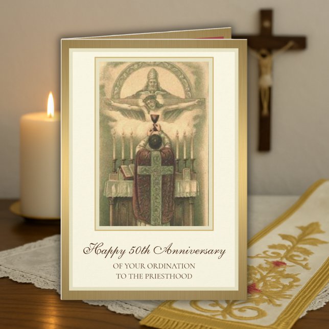 Carte de 50e anniversaire d'ordination de prêtre à (Créateur téléchargé)