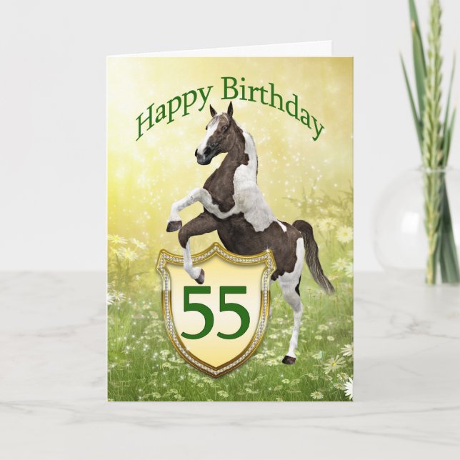 Carte de 55e anniversaire avec un cheval (Devant)