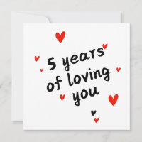 Carte de 5 ans heureuse - Amour & Coeurs