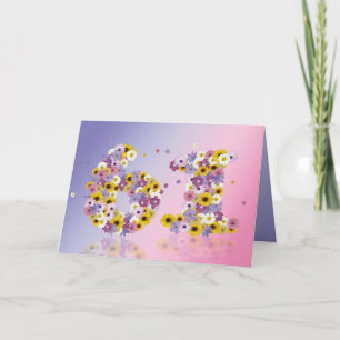 Carte de 61e anniversaire avec lettres fleuries