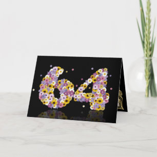 Carte de 64ème anniversaire avec lettres fleuries