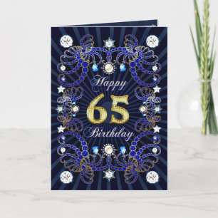 Carte de 65e anniversaire avec des masses de bijou