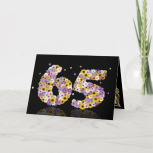 Carte de 65e anniversaire avec lettres fleuries