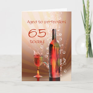 Carte de 65e anniversaire de vin éclaboussant