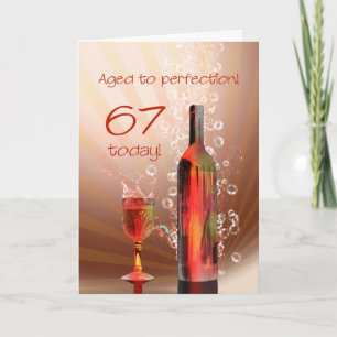 Carte de 67e anniversaire de vin éclaboussant