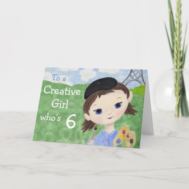 Carte de 6e anniversaire de la fille artiste (Devant)