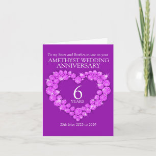 carte de 6e anniversaire de mariage améthyste pour