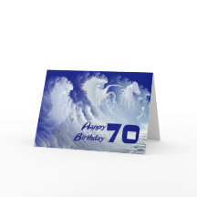 Carte de 70e anniversaire avec des chevaux de surf