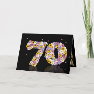 Carte de 70e anniversaire avec lettres fleuries