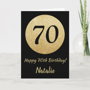 Carte de 70e anniversaire avec paillettes noires e