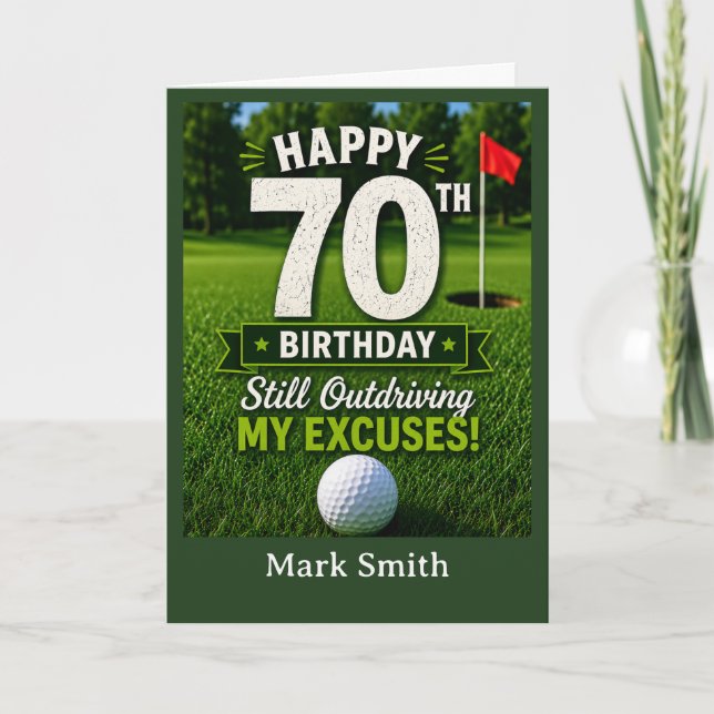 Carte de 70e anniversaire de golf pour golfeur sur (Devant)