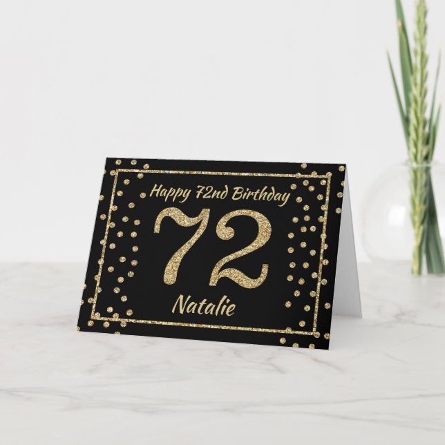 Carte de 72e anniversaire avec confettis pailletés (Devant)