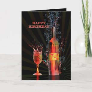Carte de 74e anniversaire de vin éclaboussant
