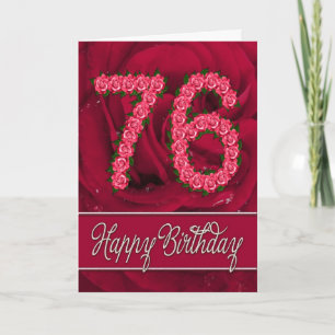 Carte de 76e anniversaire avec roses et feuilles