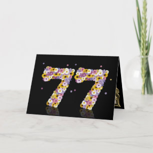 Carte de 77ème anniversaire avec lettres fleuries