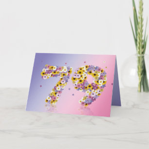 Carte de 79ème anniversaire avec lettres fleuries