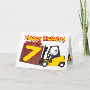 Carte de 7e anniversaire avec chariot élévateur à