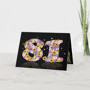 Carte de 81e anniversaire avec lettres fleuries