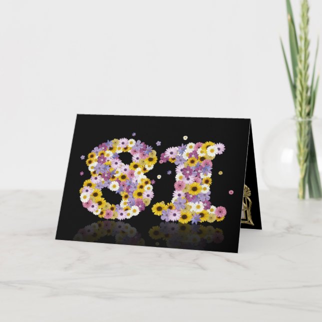 Carte de 81e anniversaire avec lettres fleuries (Devant)