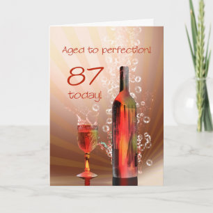 Carte de 87e anniversaire de vin éclaboussant