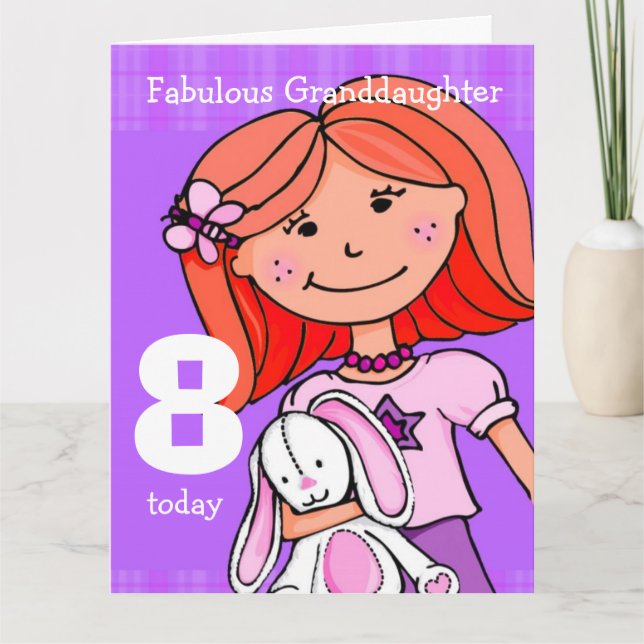 Carte de 8e anniversaire de la petite fille violet (Devant)