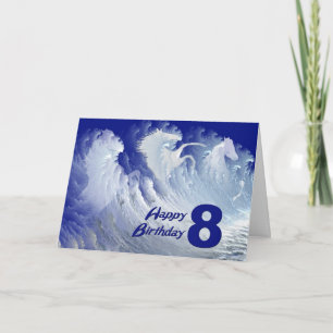 Carte de 8ème anniversaire avec des chevaux de sur