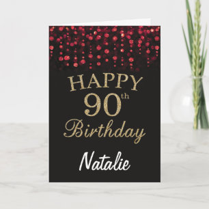 Carte de 90e anniversaire avec paillettes noires e