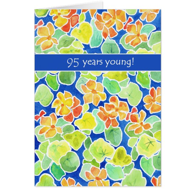 Carte de 95e anniversaire aux capucines orange vif (Devant)