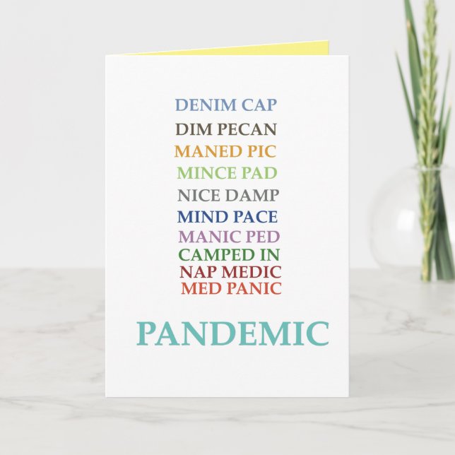 Carte de anagrammes « Je t'aime en temps de pandém (Devant)