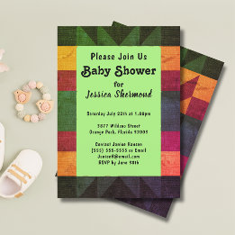 Carte de Baby shower Aztec Tribal Abstrait Retro 7