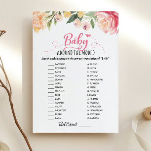 Carte de Baby Shower 'Bébé autour du monde avec ré