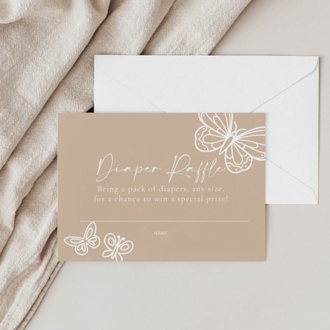 Carte de Baby shower Boho Beige Diaper Raffe (Créateur téléchargé)