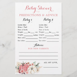 Carte de Baby shower Boho Twin Rose et White Citro