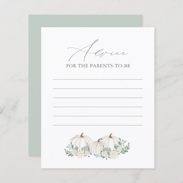 Carte de Baby shower Citrouille Floral Greenery (Devant / Derrière)