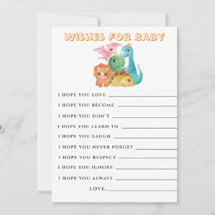 Carte de Baby shower colorée Mignonne Dinosaures