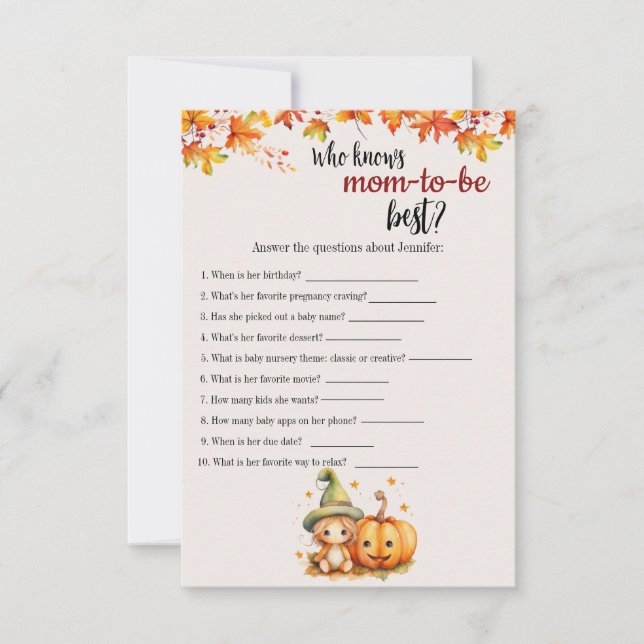 Carte de Baby shower d'automne Citrouille Hallowee (Devant)