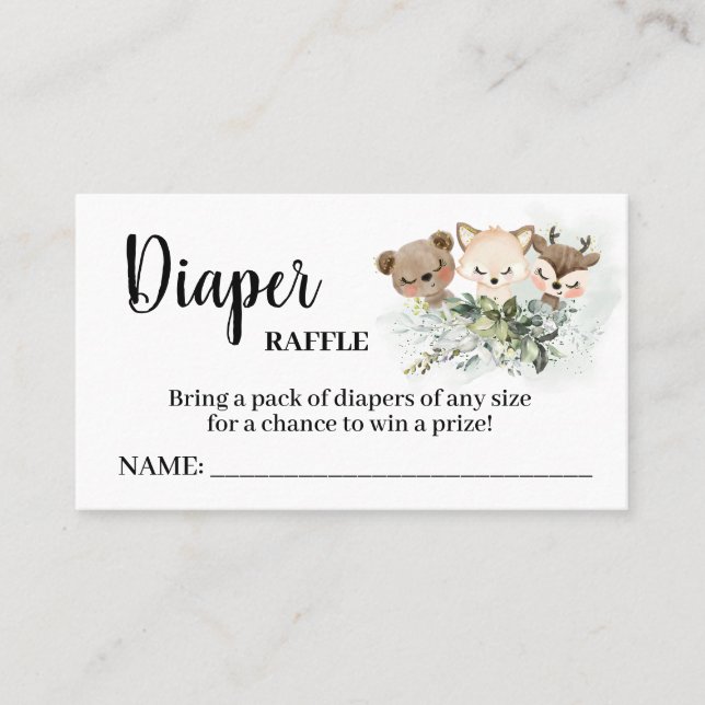 Carte de Baby shower de billet de loterie forestiè (Devant)