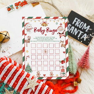 Carte de Baby shower de Bingo de Noël Père Noël bé