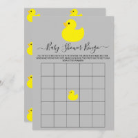 Carte de Baby shower de canard en caoutchouc jaune