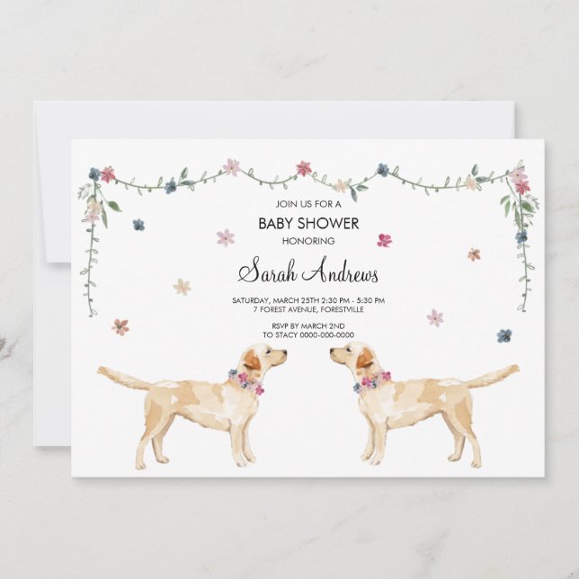 Carte de Baby shower de chien de Labrador Retrieve (Devant)