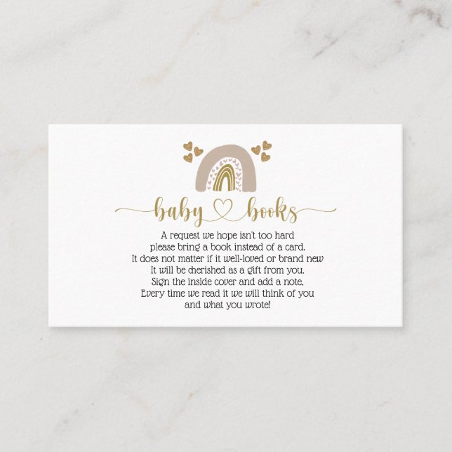 Carte de Baby shower de demande de livre arc-en-ci (Devant)