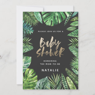 Carte de baby shower de feuille de palme tropicale