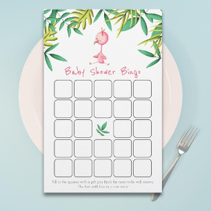 Carte de Baby shower de Flamant rose rose Tropical