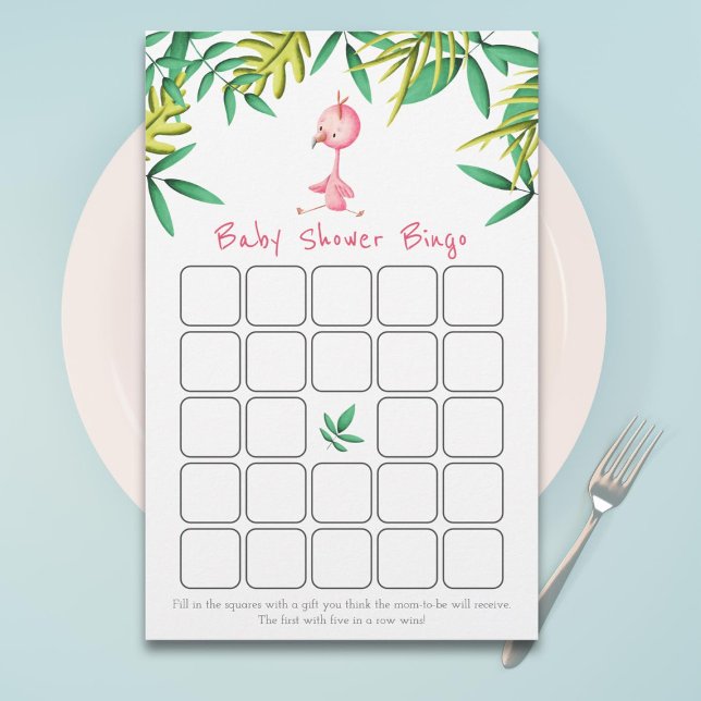 Carte de Baby shower de Flamant rose rose Tropical (Créateur téléchargé)