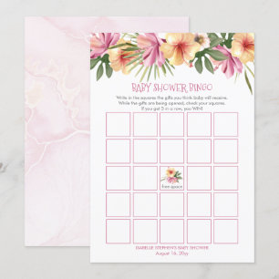 Carte de Baby shower de fleurs florales rose tropi