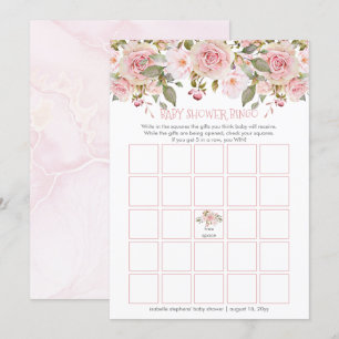 Carte de Baby shower de fleurs rose