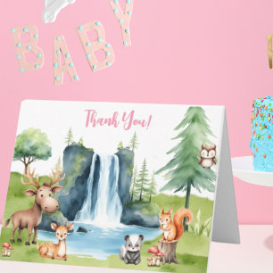 Carte de Baby shower de Merci pour animaux de bois