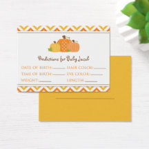 Carte de Baby shower de prédictions citrouille gra