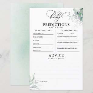 Carte de Baby shower de prédictions et conseils po